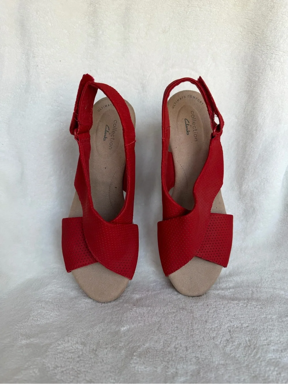 Clarks Collection Maritsa Lara Red Wedge Sandals US 8 NWOB MSRP $129